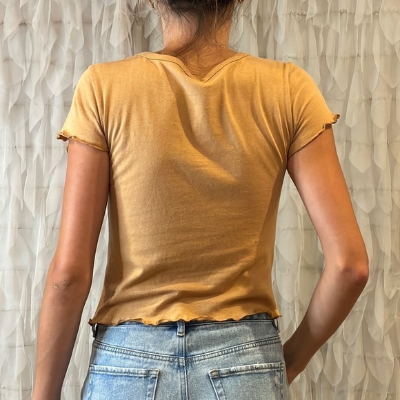 Sunflower Graphic Tee | Mustard Yellow Baby Tee | Women’s Size Small - Picture 3 of 4